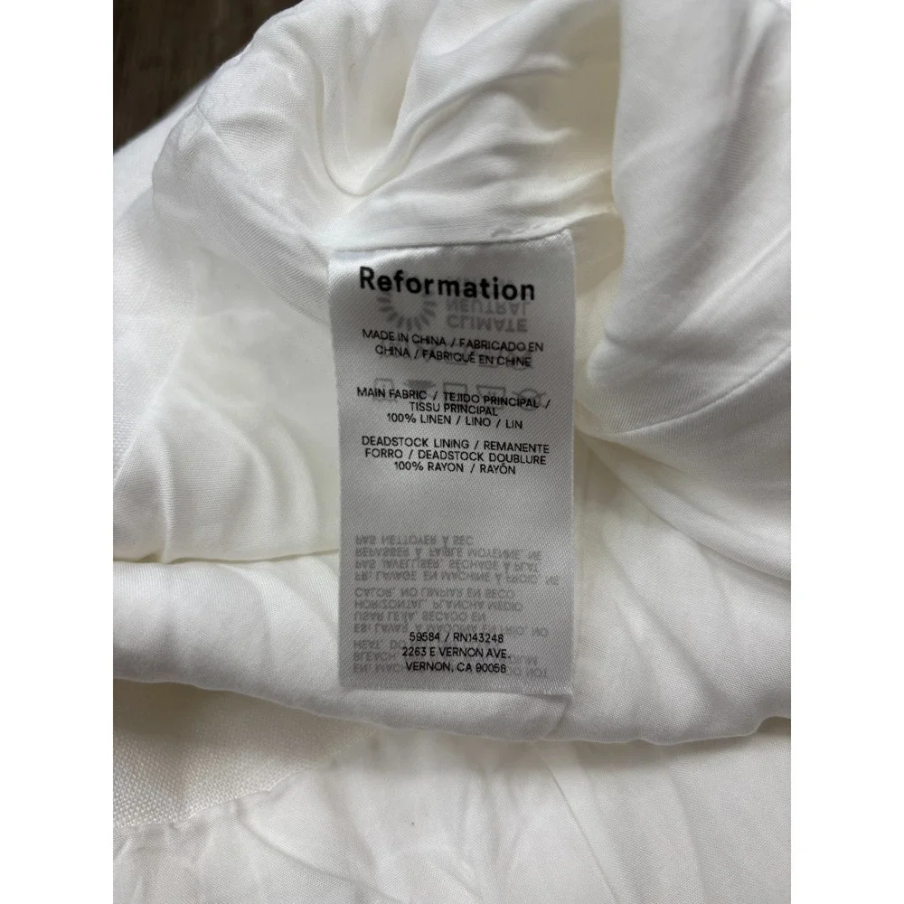 Reformation Womens Size 10 Grace Linen Two Piece White Skirt & Top